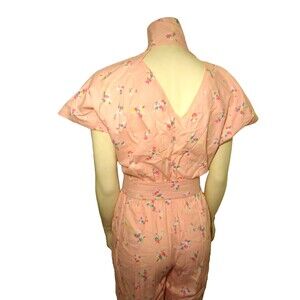 VTG NECK CUFF 100% cotton Floral Vintage Wallpaper coveralls Jumpsuit overalls S